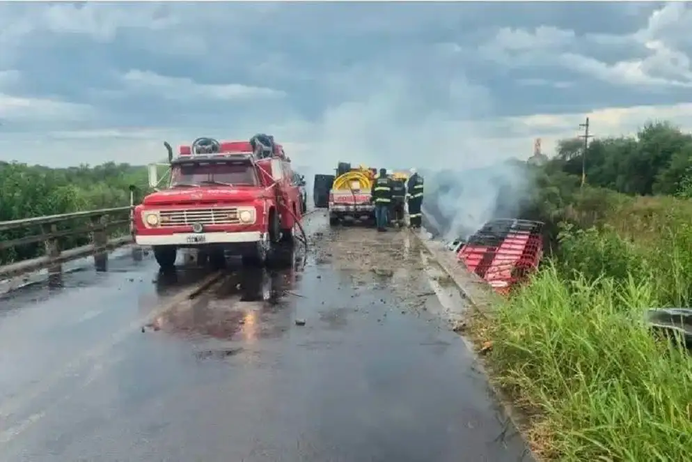 Fatal accidente en la Ruta Nacional 127: murió el conductor de un camión jaula