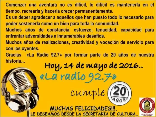 Saludo por cumple de La Radio