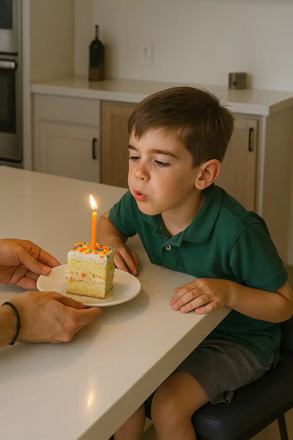 Jack Widbin se prepara para soplar la vela de su cumpleaños número siete, decidido a lograrlo solo por primera vez.