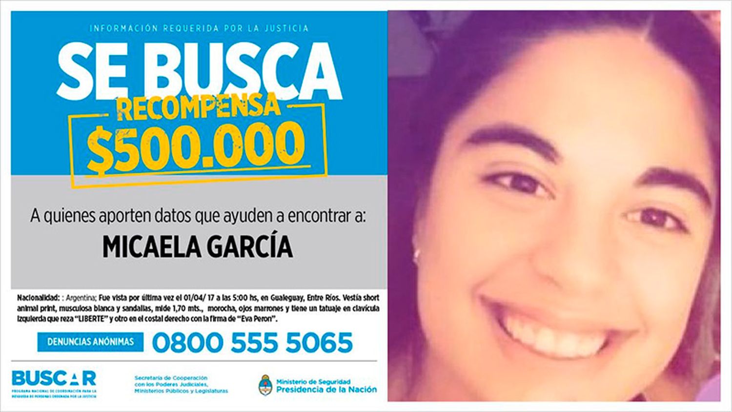 Ofrecen $500 mil de recompensa por información