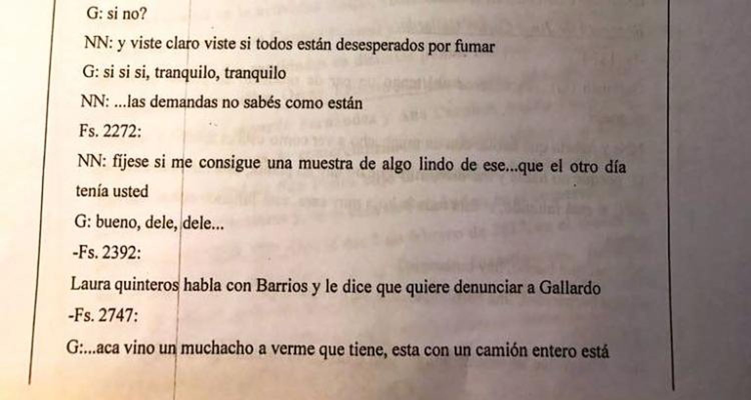 Qué dicen las escuchas que comprometen a Bomba Gallardo y a los acusados de vender drogas