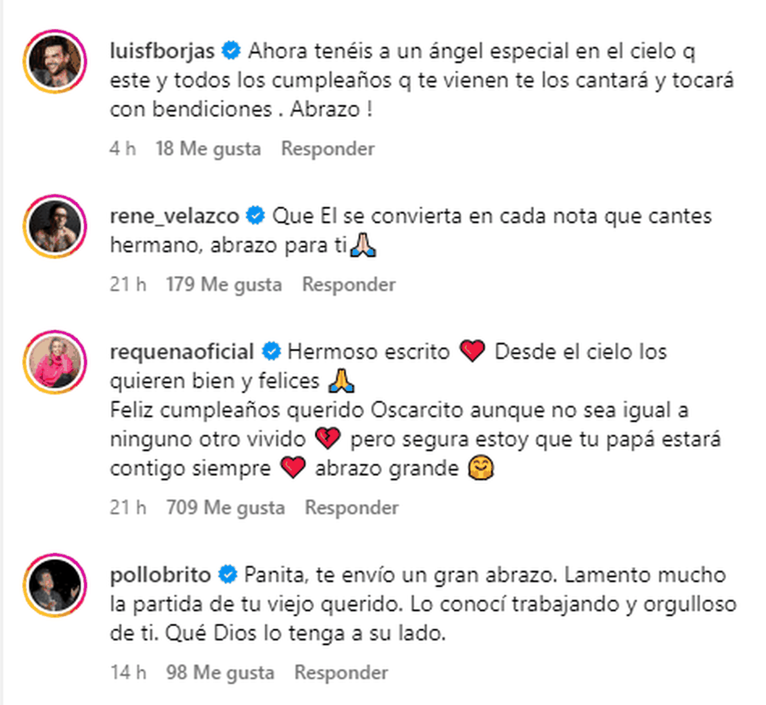 Muchos de sus colegas y amigos lo apoyaron. Foto Instagram