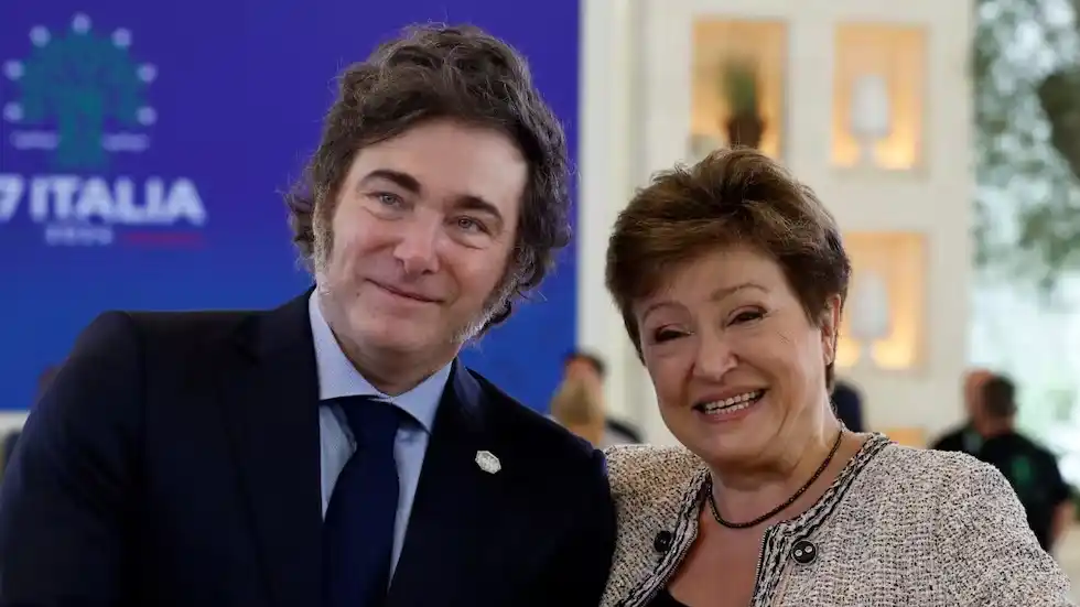 Milei y Georgieva, en el G7