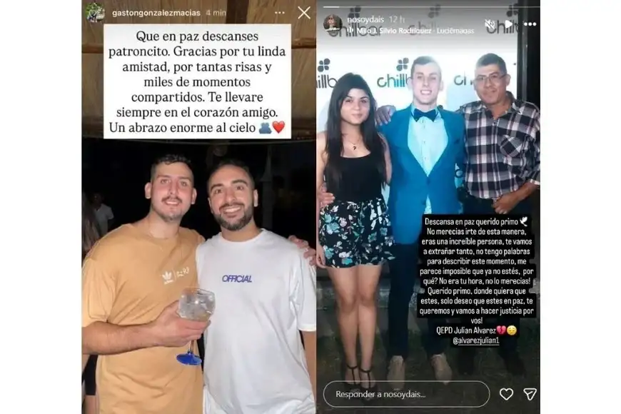 Algunos de los mensajes de despedida de los familiares de la víctima.
