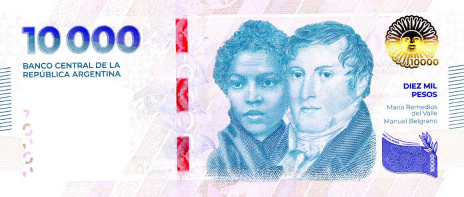 El nuevo billete de 10.000 pesos.