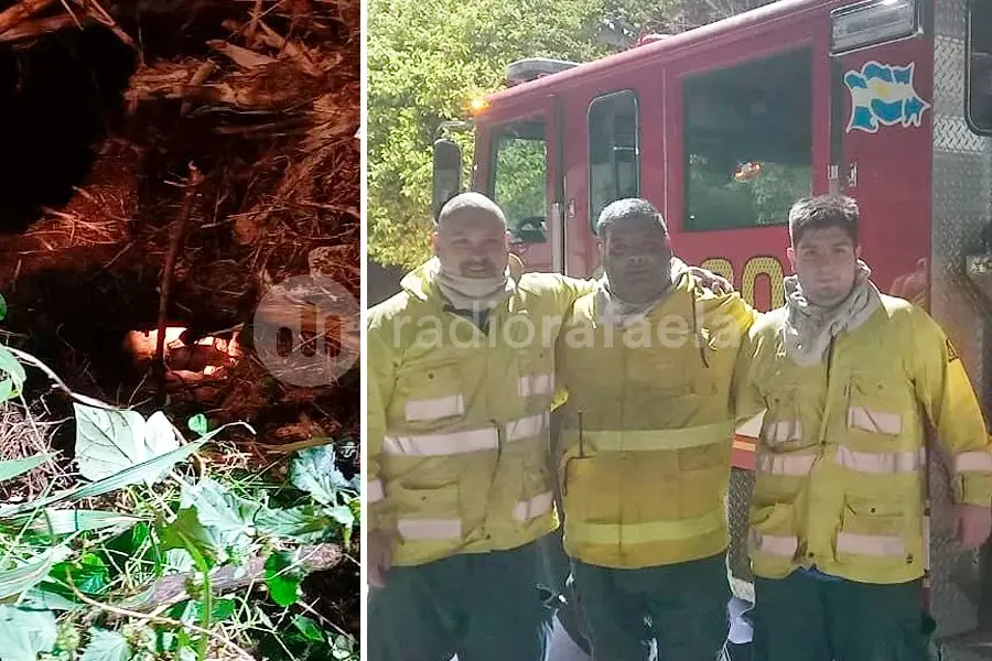 Bomberos Voluntarios de San Vicente le salvaron la vida a un perrito atrapado en un pozo negro