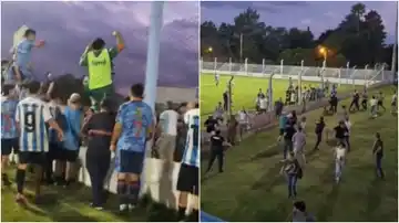Impactantes videos: suspendieron Argentino de Rojas - Juventud de Pergamino por graves incidentes entre hinchadas