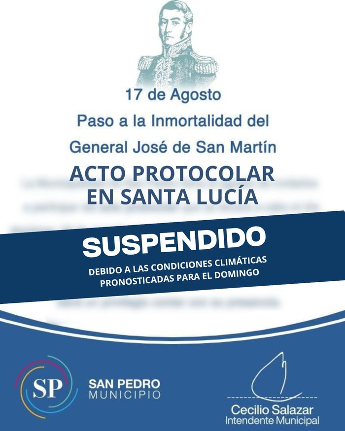 Acto San Martín suspendido