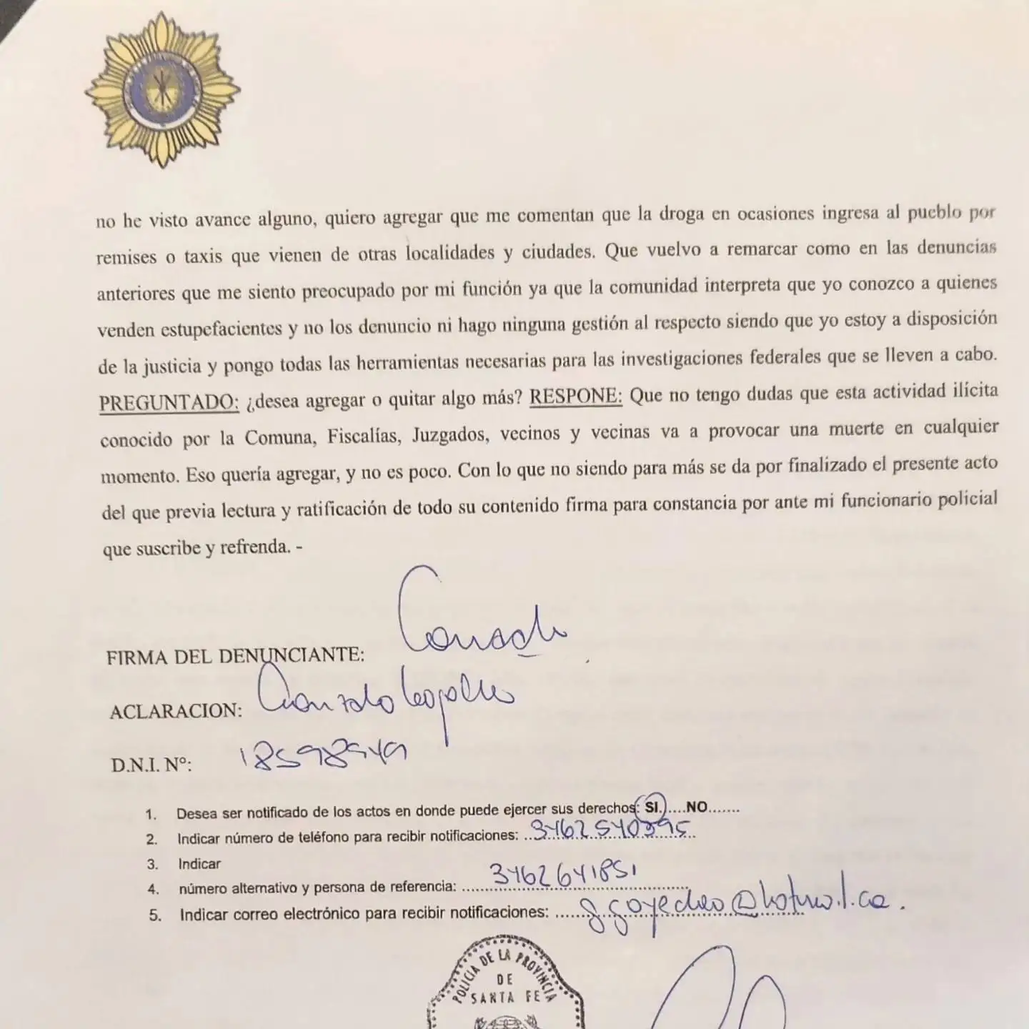 María Teresa denuncia