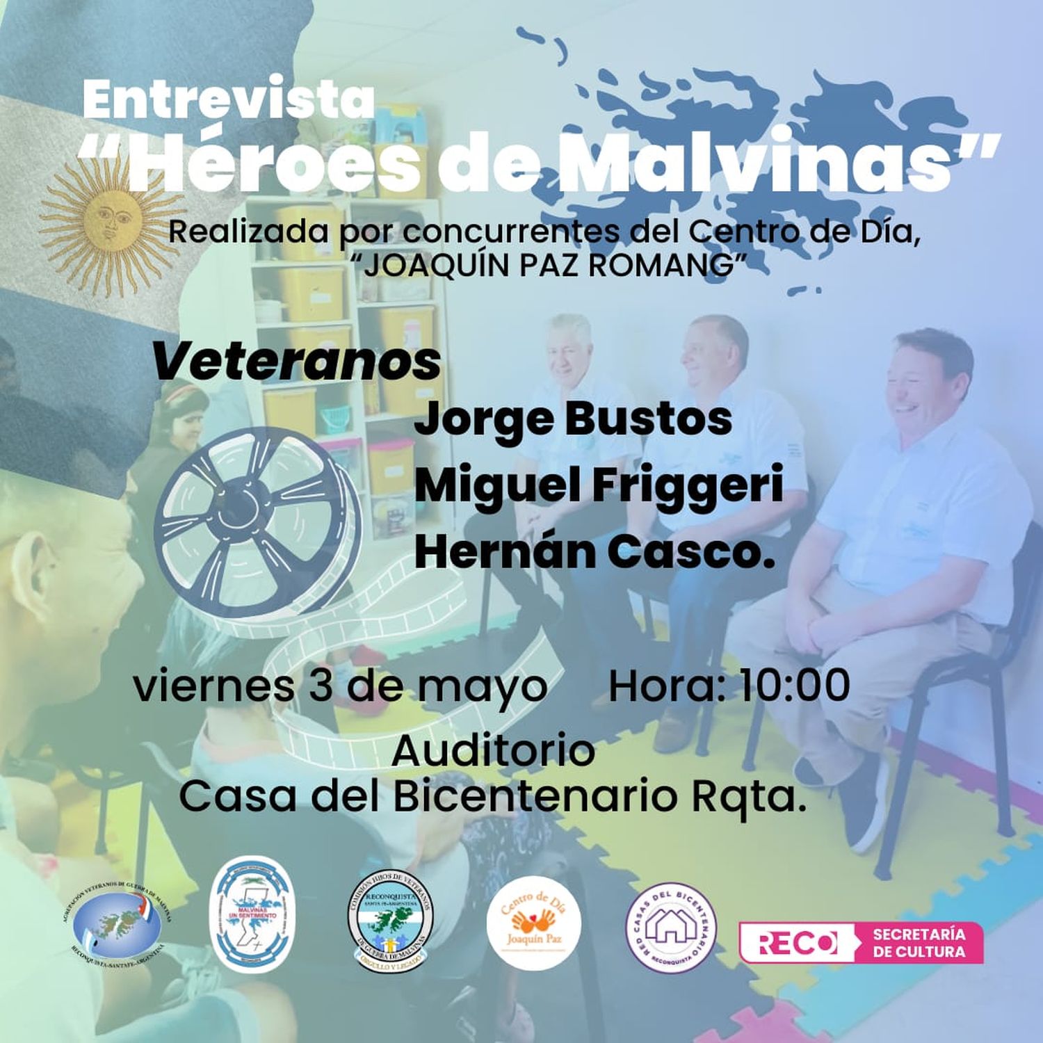 Proyección de la entrevista “Héroes de Malvinas”