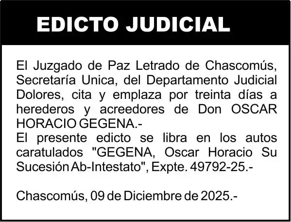 GEGENA, OSCAR HORACIO S/SUCESION AB-INTESTATO