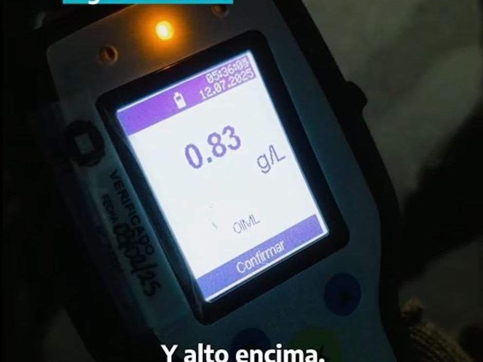 El resultado dio un total de 0,83 gramos de alcohol en sangre.