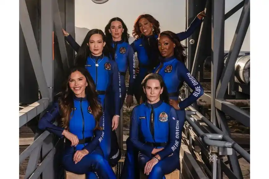 La primera tripulación femenina de Blue Origin. Crédito: @PopBase