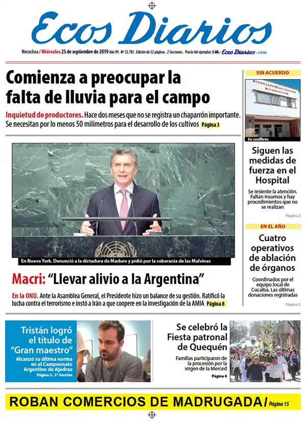 Tapa del 25 de agosto de 2019