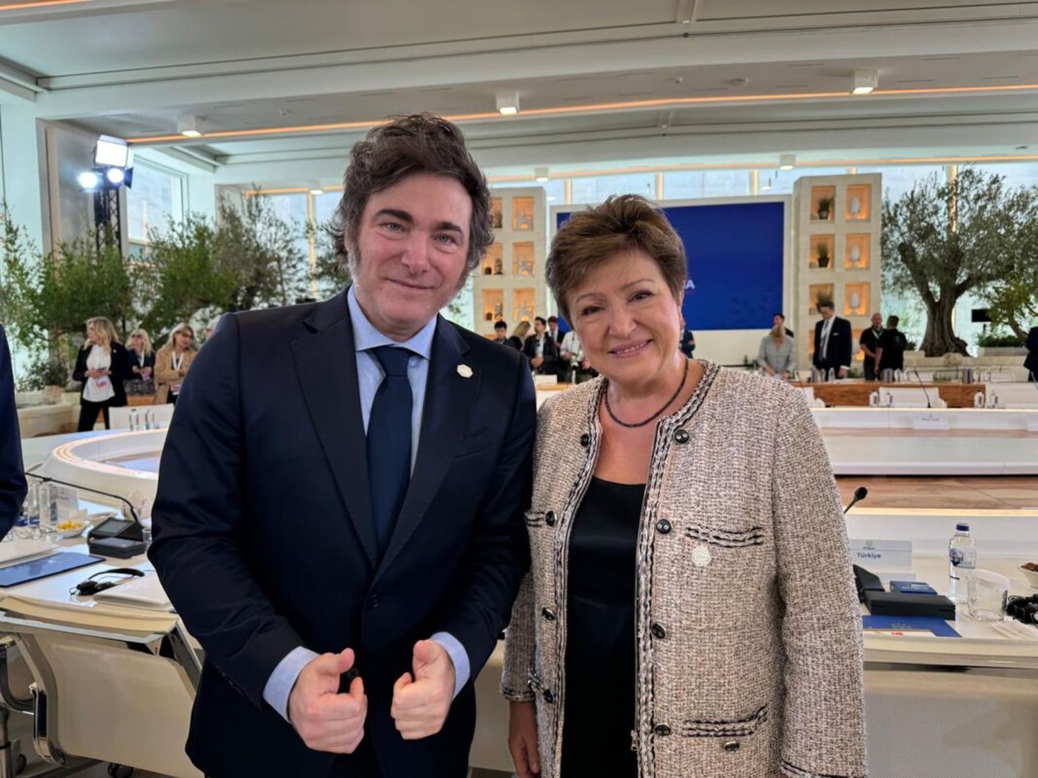 El Presidente Javier Milei con Kristalina Georgieva, directora gerente del FMI.