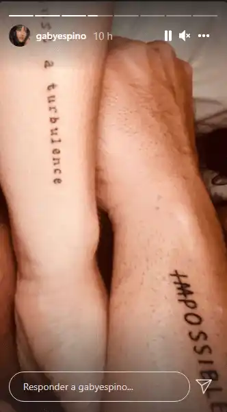Gaby Espino mostró el tatuaje que se hizo con Miguel Mawad. Foto Instagram