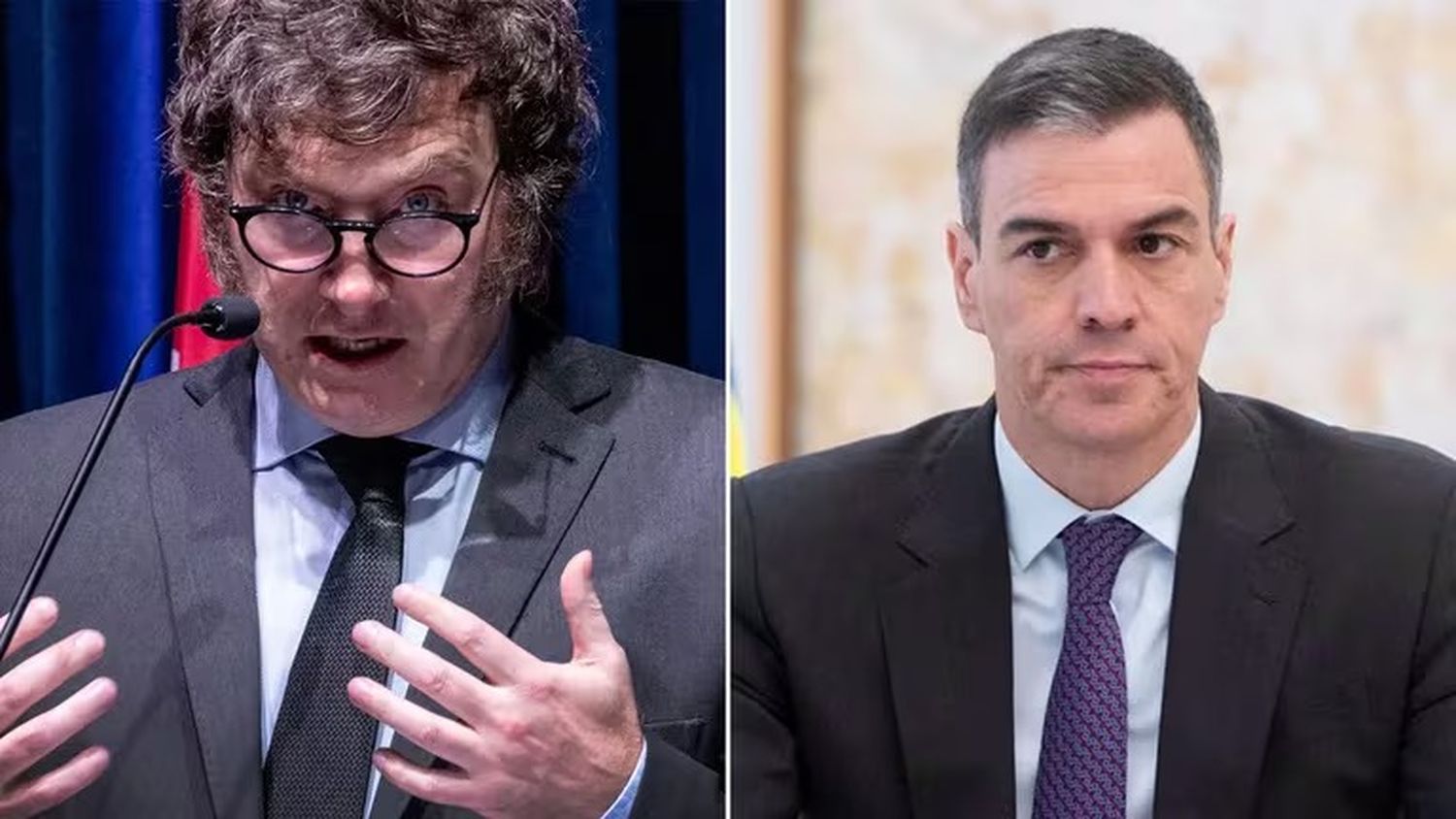 Javier Milei y Pedro Sánchez.