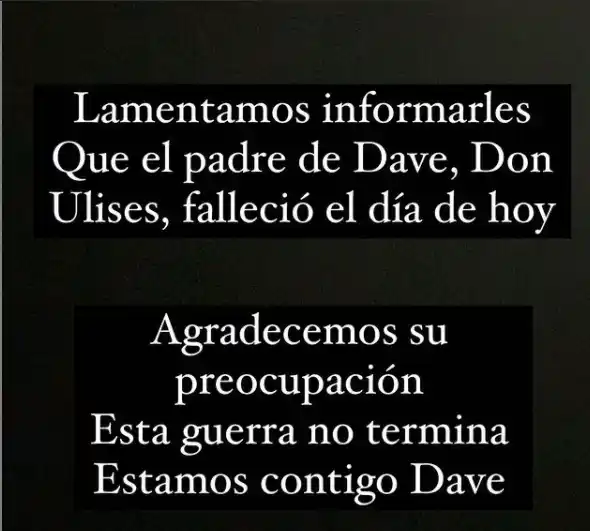 Marie Claire Harp lamentó la muerte del papá de Dave Capella. Foto: Instagram
