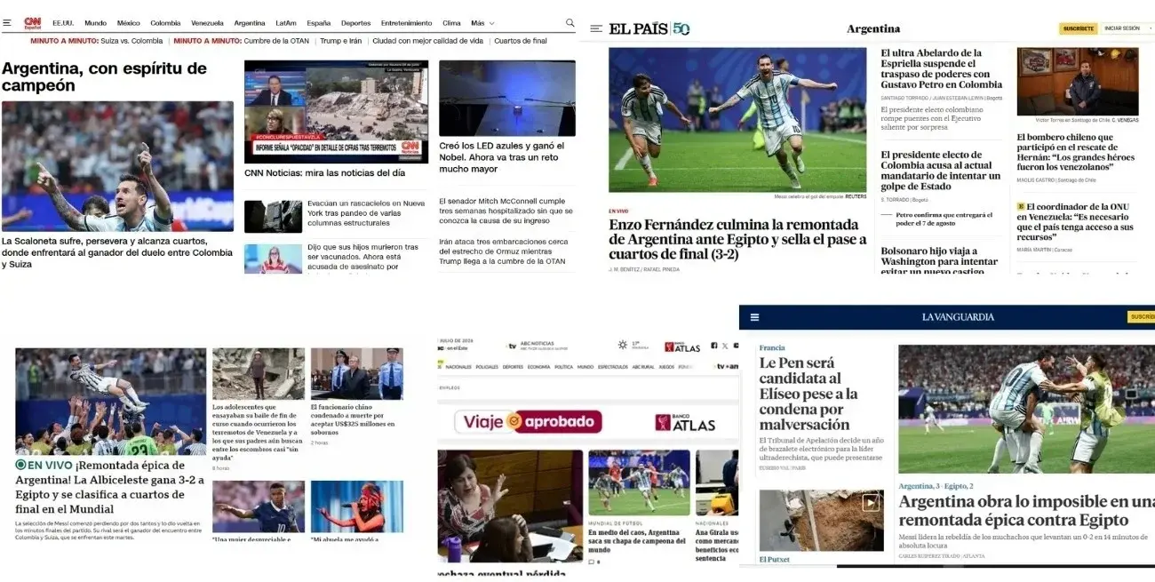 La remontada de Argentina ante Egipto tuvo fuerte repercusión en los medios internacionales