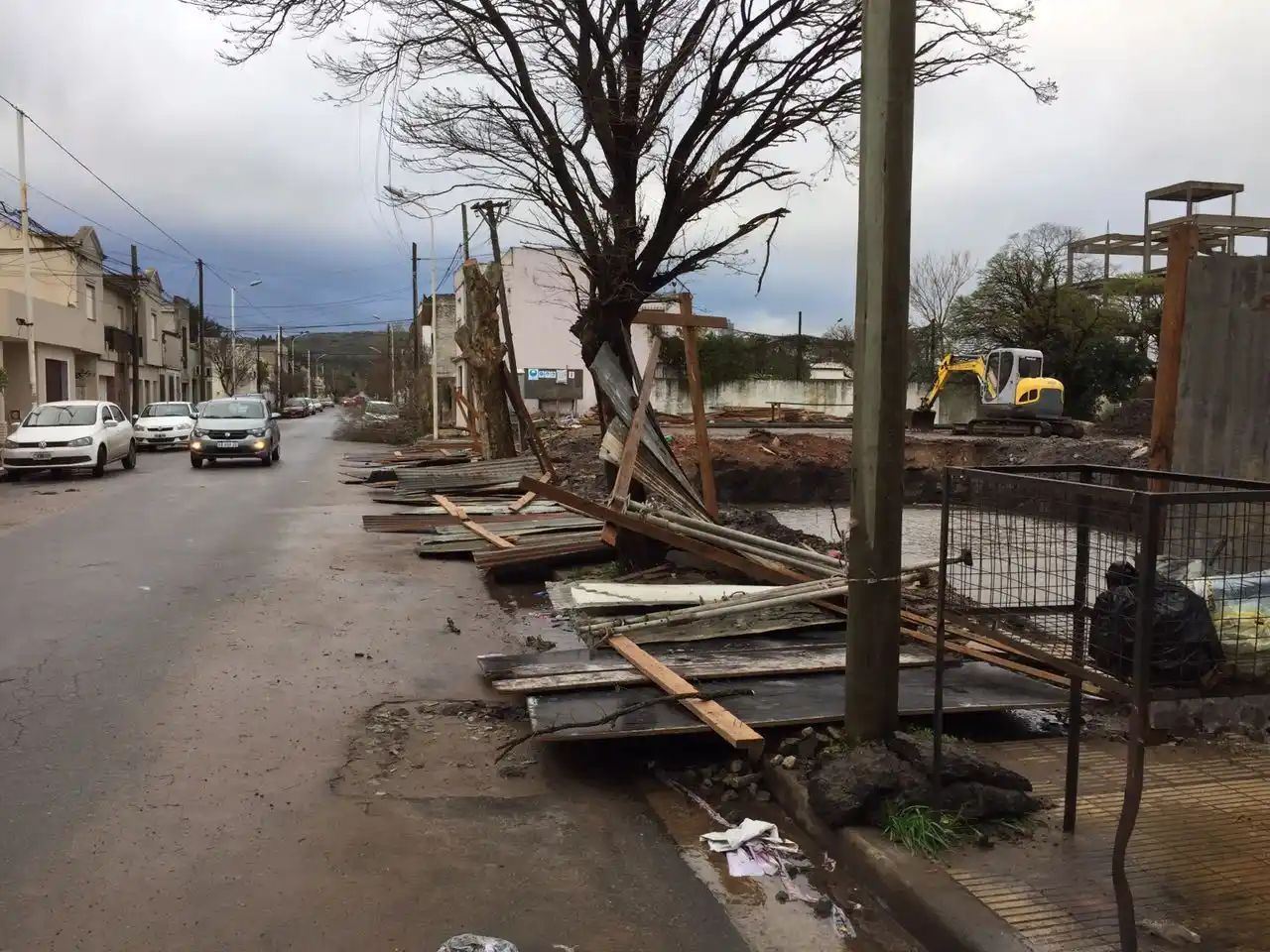 Árboles y carteles caídos, calles anegadas y cortes de luz