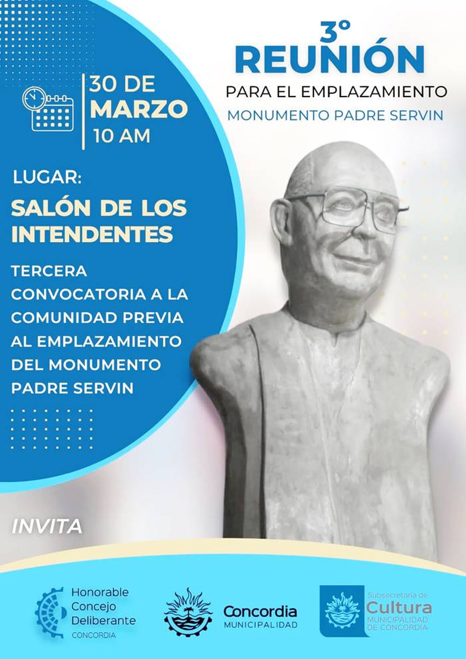 Convocan a la tercerca reunión para el emplazamiento del  monumento al Padre Servín