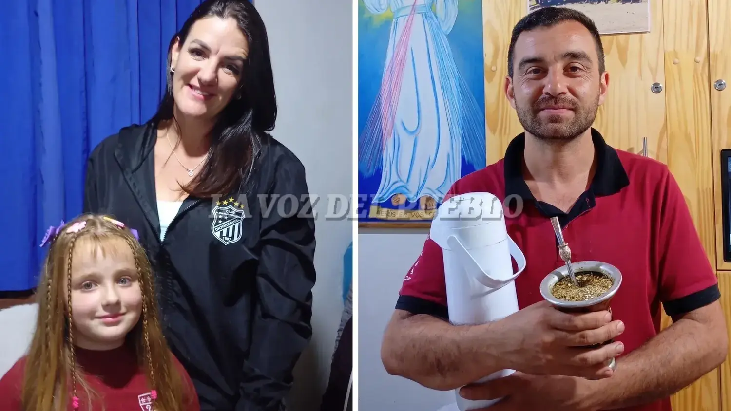 Miriam Becker, madre de una alumna, y Gustavo Boni, director de la primaria.