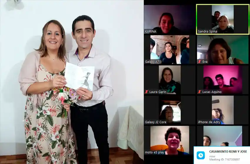 A pesar del Covid-19 cumplieron el sueño de casarse por "Zoom" en Mar del Plata