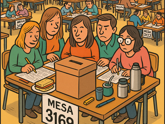 Una mesa, una urna y muchos ojos atentos: la rutina de fiscalizar.
