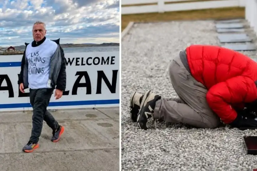 Emotivo e histórico: un veterano de Malvinas volvió a las islas y desplegó la bandera argentina tras 44 años - 1