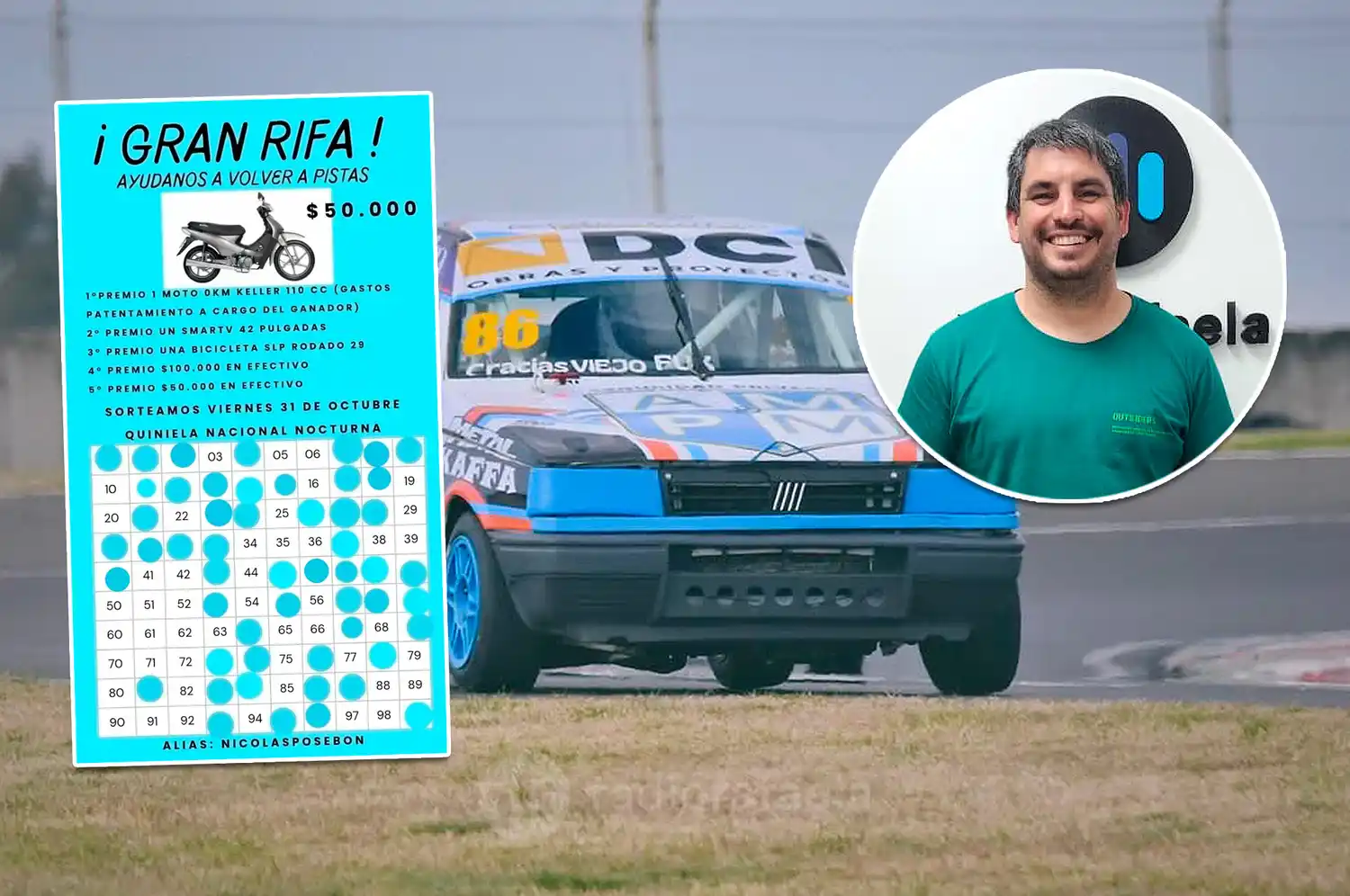 Nico Posebón sufrió un fuerte accidente en una carrera y lanzó una rifa para reconstruir el auto: "Se destruyó todo..."