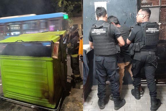 Cayó en Plaza López el autor del incendio de un contenedor de basura y amenazas en el centro