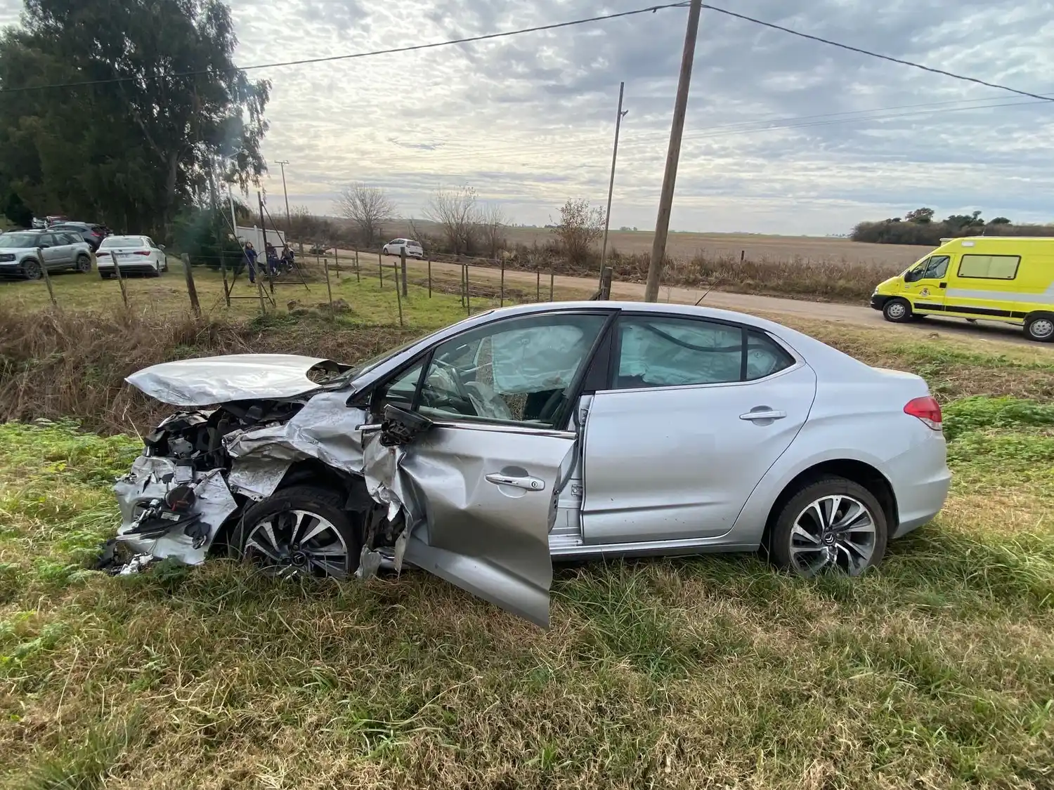 El automóvil fue el que sufrió mayores daños materiales. Crédito: Bomberos de Venado Tuerto.