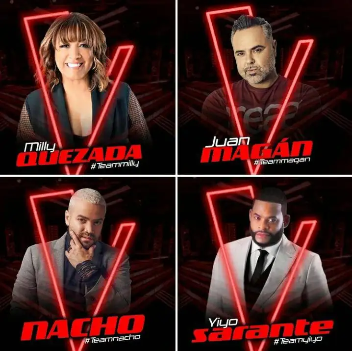 El panel de coaches de La Voz, con el venezolano Nacho. Foto suministrada