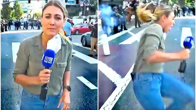 Disparan bala de goma a reportera australiana en medio de las protestas en Los Ángeles