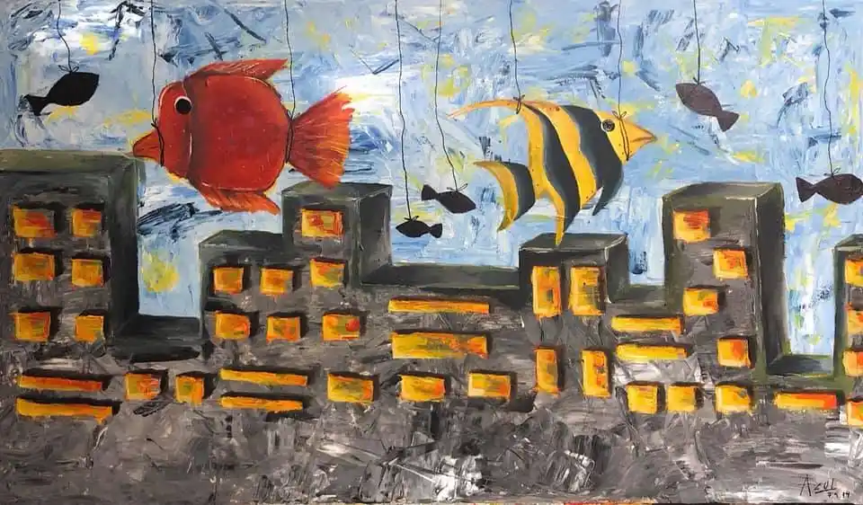 Se inaugura la muestra de pinturas de Azul Santillana