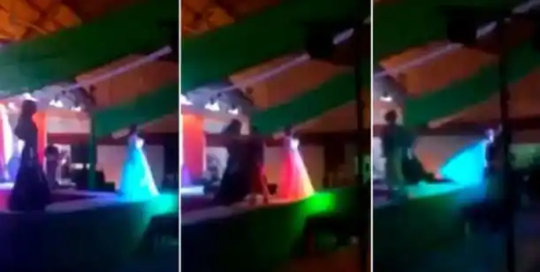 Salió segunda en un concurso de travestis y empujó a la ganadora del escenario