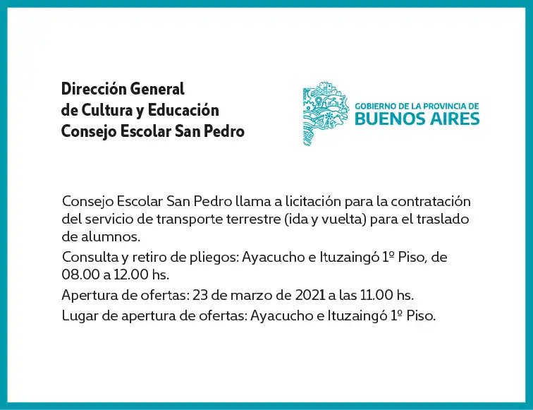 [Publicación Oficial] Informe Consejo Escolar: Licitación para contratación de servicio de transporte terrestre