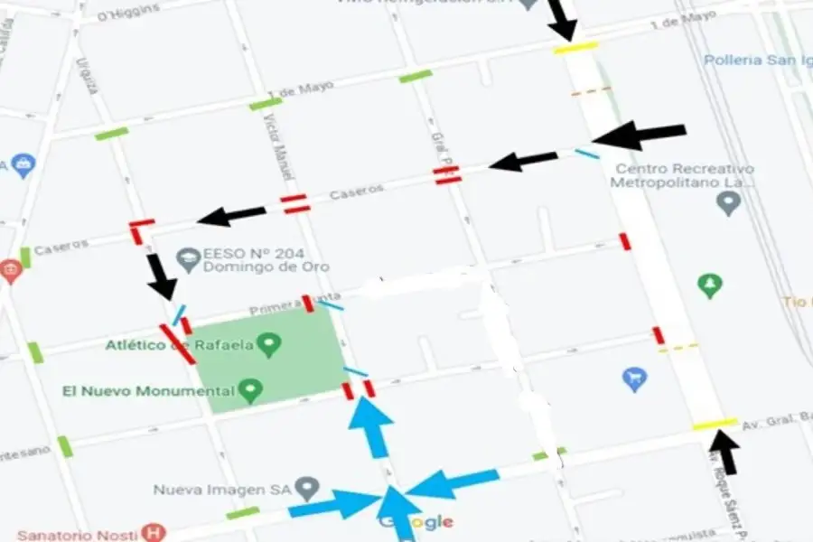 Mapa de acceso al Monumental (Prensa AR)