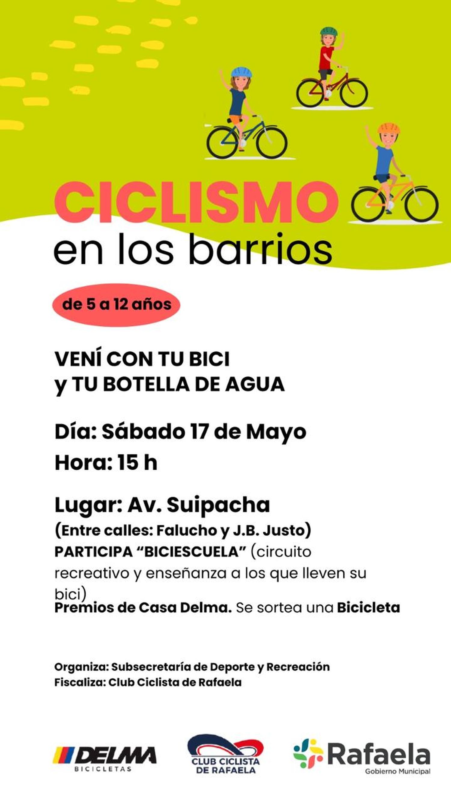 “Ciclismo en los barrios”: sábado a las 15:00