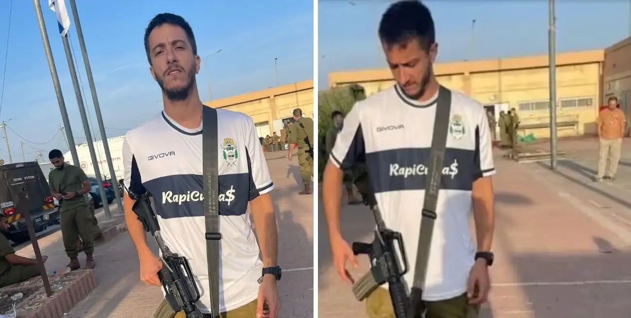 Natán con la camiseta de Gimnasia y Esgrima de La Plata.
