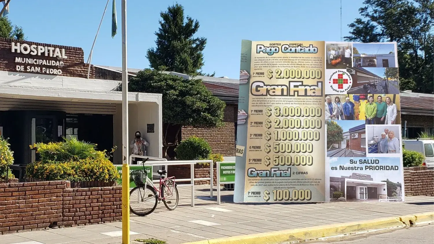 La rifa de la Cooperadora del Hospital continúa vendiéndose, cuyo premio principal son 3 millones de pesos.