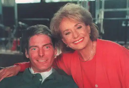 Christopher Reeve y Barbara Walters. Foto AFP