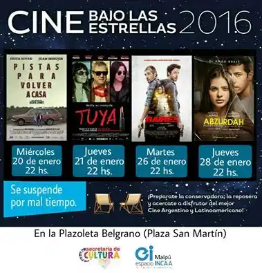 Maipú: Cronograma de películas de "Cine Bajo las Estrellas" 