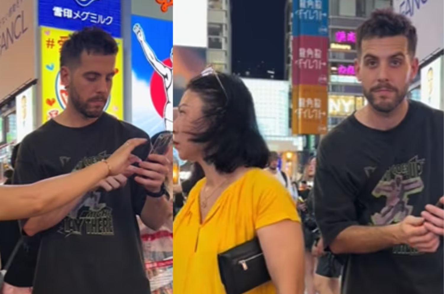 Video: un argentino paseaba por Japón y protagonizó una insólita videollamada en la calle