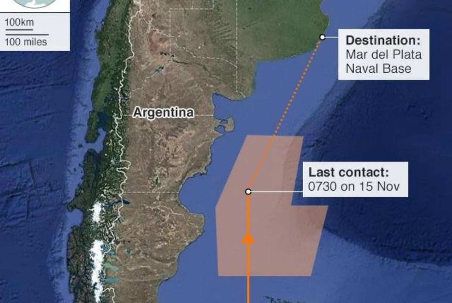 El lugar y la hora exacta de la explosión que se registró en el mar