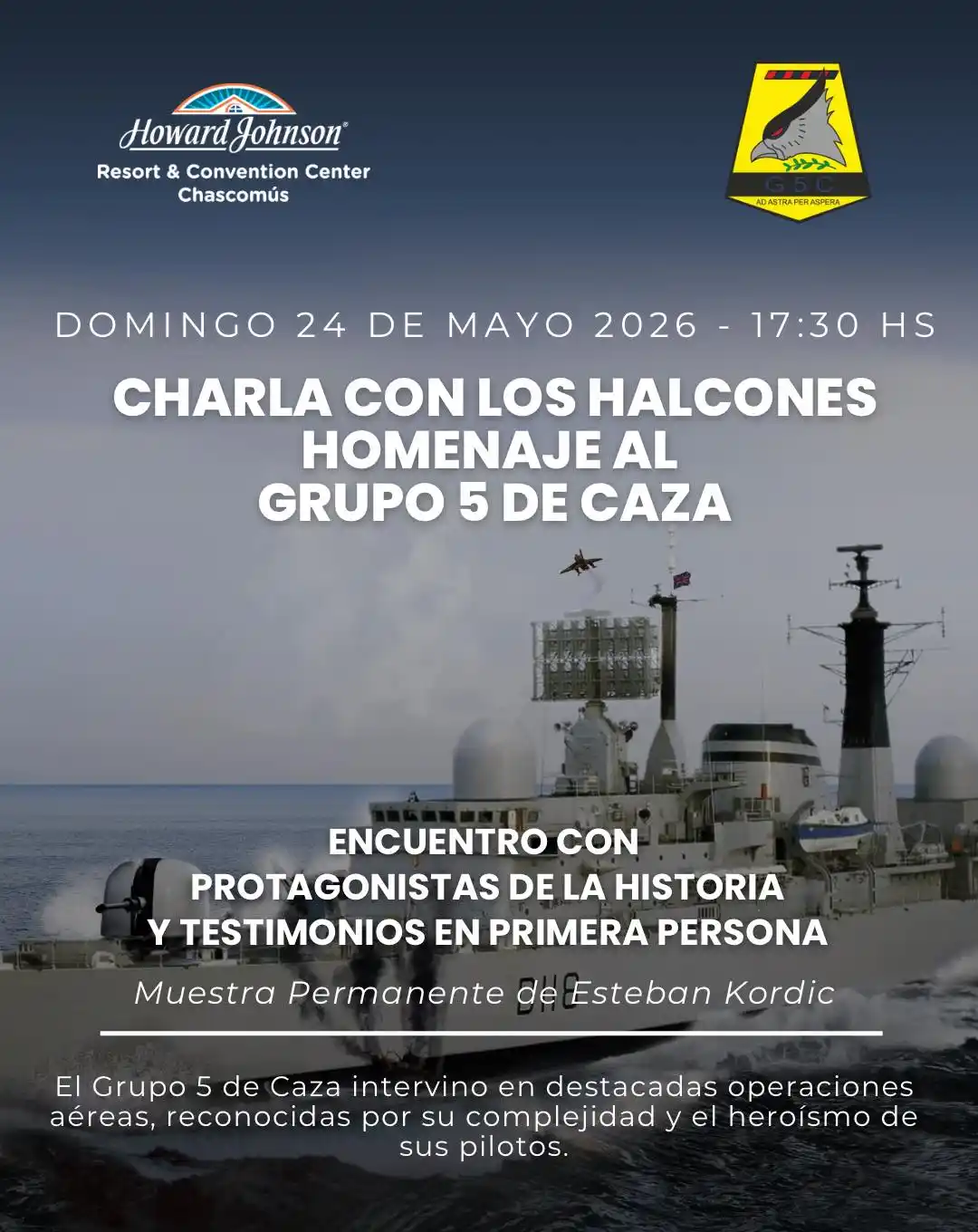 “Charla con los Halcones”: veteranos del Grupo 5 de Caza compartirán sus historias de Malvinas en Chascomús