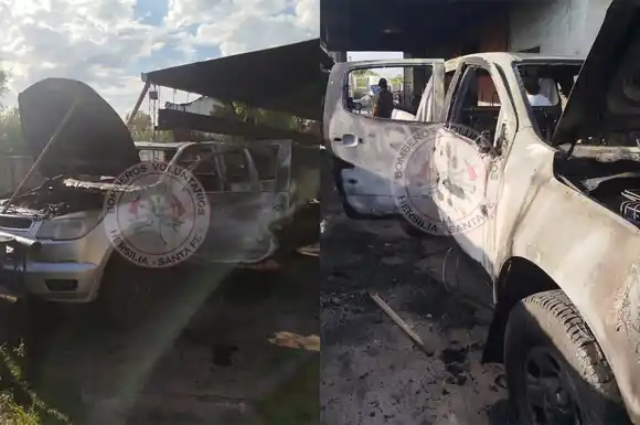 Una camioneta se incendió en un taller mecánico en una localidad de la región