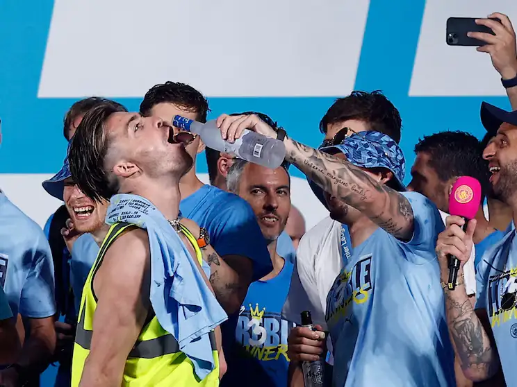 Grealish, en una celebración del Manchester City.
