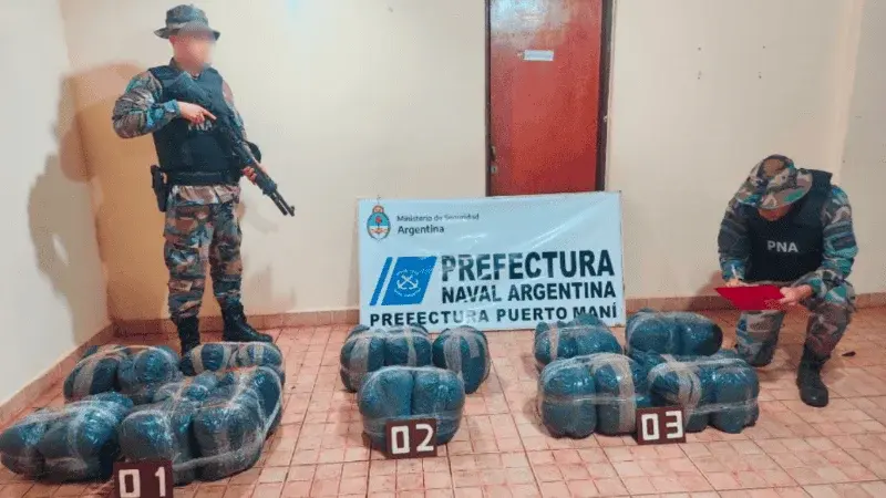 Golpe al narcotráfico: Prefectura Naval incautó 60 kilos de marihuana en el río Paraná