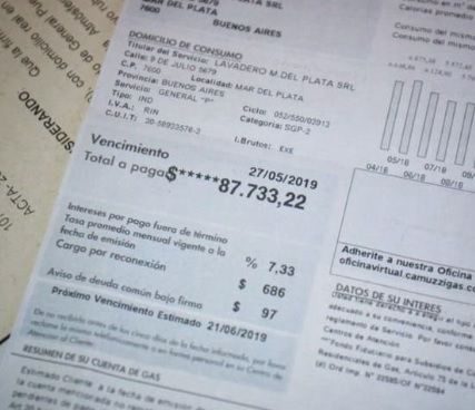 Una locura: A un lavadero de General Pueyrredón le llegó una factura de gas para pagar más de $87.000